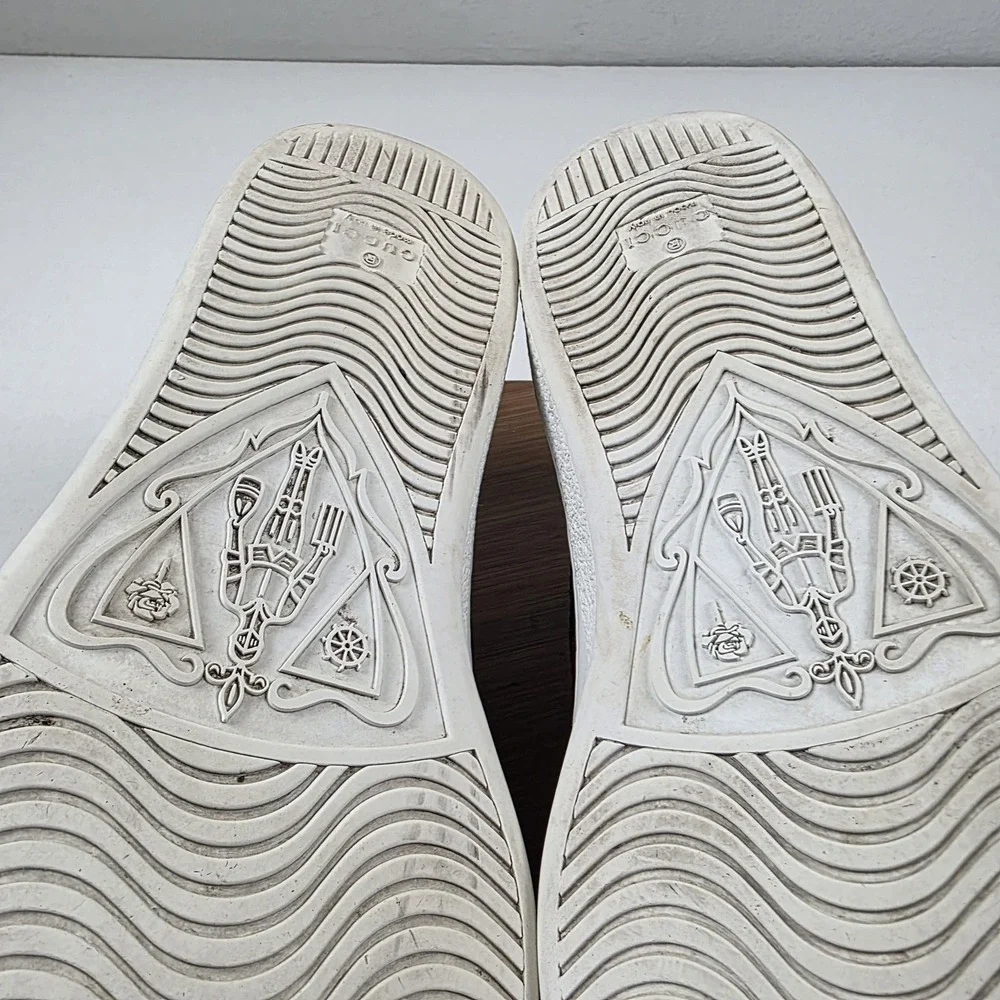 Gucci Shoes Mens Size 11 White Leather Ace GG Apple Low Top Sneakers Italy